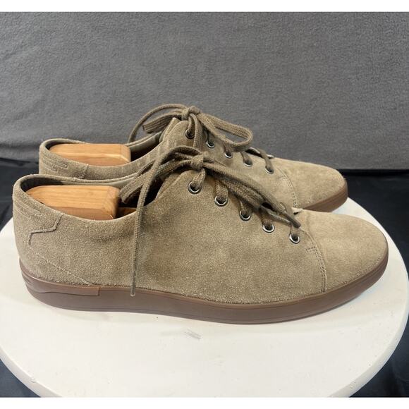 Clarks Low Top Suede Leather Sneakers Shoes Tan Men Size 10.5 Comfort Casual - Picture 5 of 15